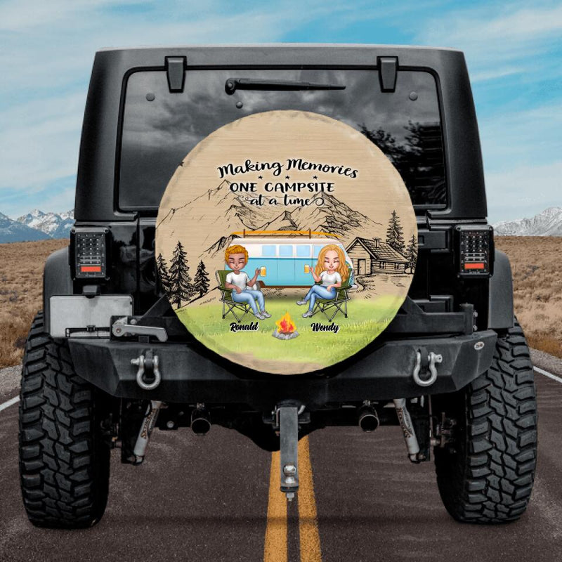 Personalized Christmas Camping Spare Tire Cover - Up to 7 People - Christmas Gift For Family/Couple/Camping Lovers - Making Memories One Campsite At A Time