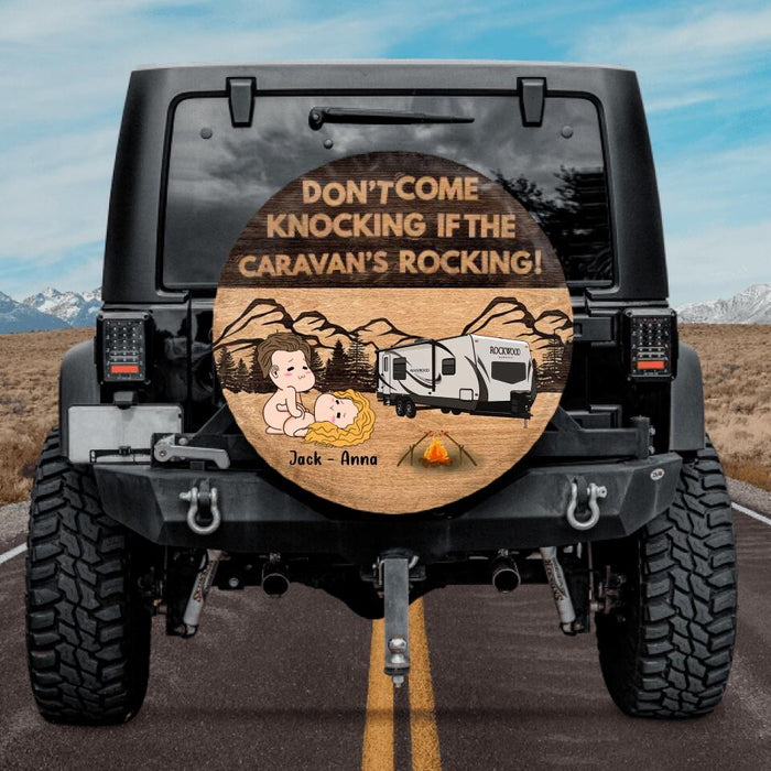 Custom Personalized Couple Spare Tire Covers - Gift Idea For Couple/Her/Him/Valentine's Day - Don't Come Knocking If The Caravan's Rocking