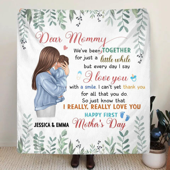 Custom Personalized Mom & Baby Quilt/Single Layer Fleece Blanket - Gift Idea For First Mother's Day - I Really Really Love You