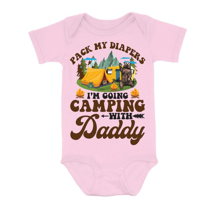 Personalized Camping Baby Onesie - Gift Idea for Baby/Father's Day - Pack My Diapers I'm Going Camping With Daddy