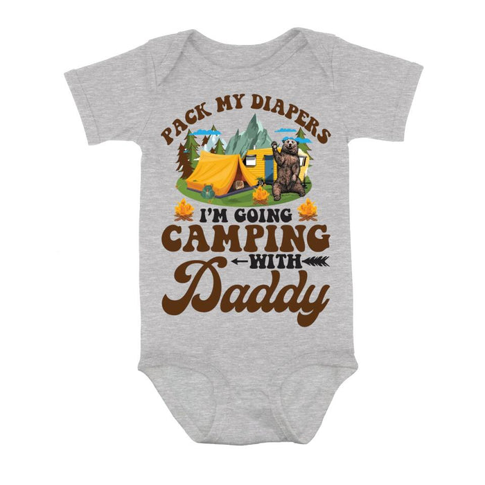 Personalized Camping Baby Onesie - Gift Idea for Baby/Father's Day - Pack My Diapers I'm Going Camping With Daddy