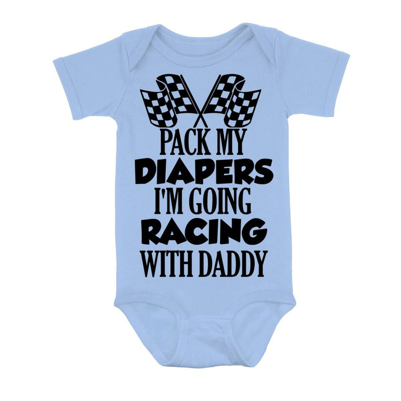 Personalized Go Racing Baby Onesie - Gift Idea for Baby/Birthday/Father's Day - Pack My Diapers I'm Going Racing With Daddy