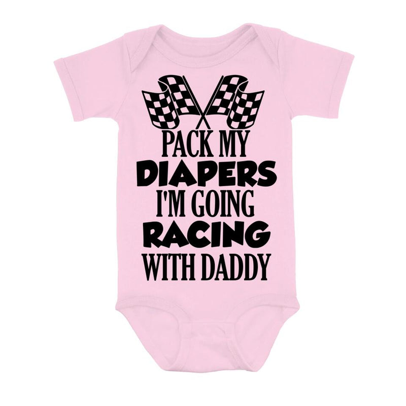 Personalized Go Racing Baby Onesie - Gift Idea for Baby/Birthday/Father's Day - Pack My Diapers I'm Going Racing With Daddy