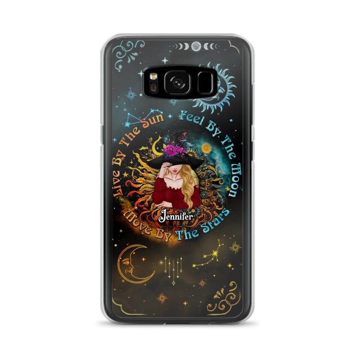 Custom Personalized Witch Phone Case - Gift Idea For Halloween/Witch Lovers - Live By The Sun Feel By The Moon Move By The Stars - Case For iPhone &  Samsung
