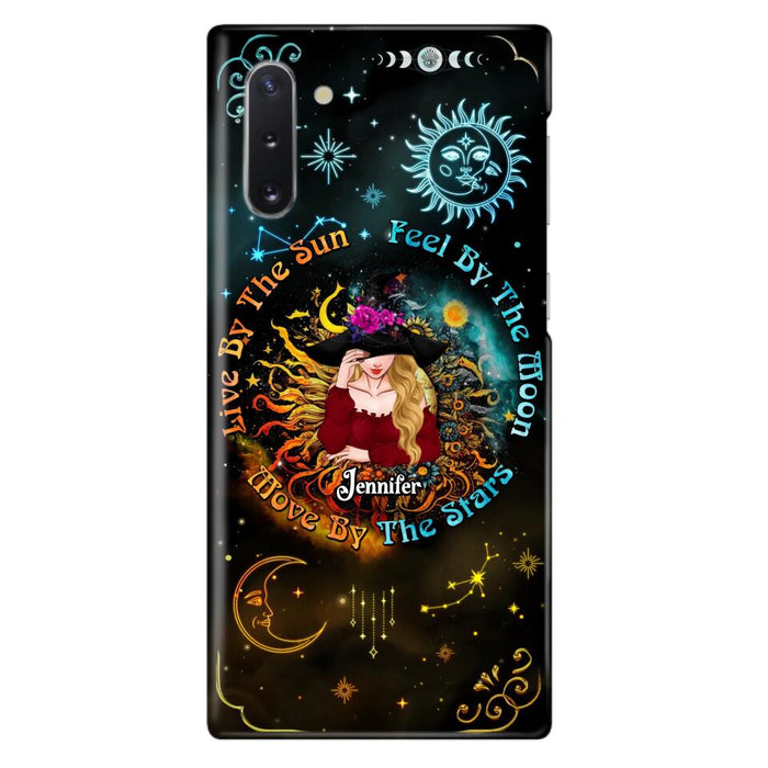 Custom Personalized Witch Phone Case - Gift Idea For Halloween/Witch Lovers - Live By The Sun Feel By The Moon Move By The Stars - Case For iPhone &  Samsung