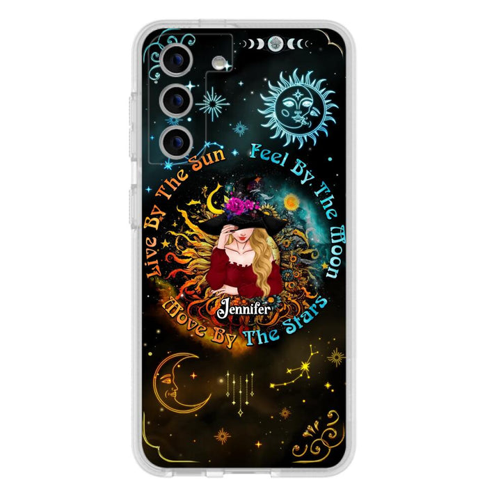 Custom Personalized Witch Phone Case - Gift Idea For Halloween/Witch Lovers - Live By The Sun Feel By The Moon Move By The Stars - Case For iPhone &  Samsung