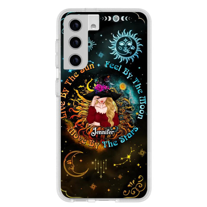 Custom Personalized Witch Phone Case - Gift Idea For Halloween/Witch Lovers - Live By The Sun Feel By The Moon Move By The Stars - Case For iPhone &  Samsung