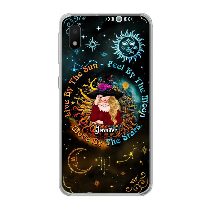 Custom Personalized Witch Phone Case - Gift Idea For Halloween/Witch Lovers - Live By The Sun Feel By The Moon Move By The Stars - Case For iPhone &  Samsung