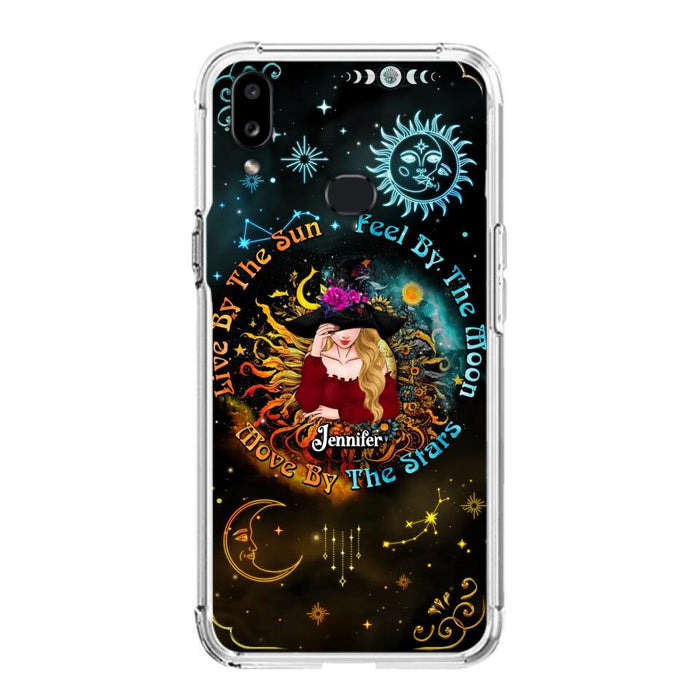 Custom Personalized Witch Phone Case - Gift Idea For Halloween/Witch Lovers - Live By The Sun Feel By The Moon Move By The Stars - Case For iPhone &  Samsung