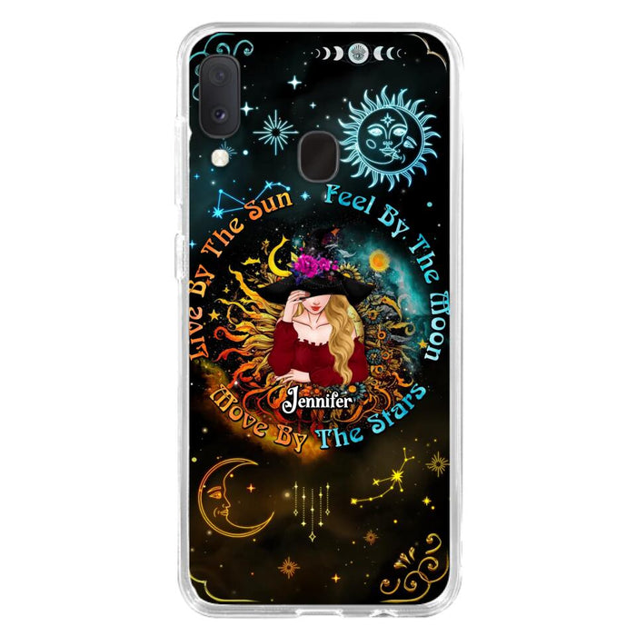 Custom Personalized Witch Phone Case - Gift Idea For Halloween/Witch Lovers - Live By The Sun Feel By The Moon Move By The Stars - Case For iPhone &  Samsung