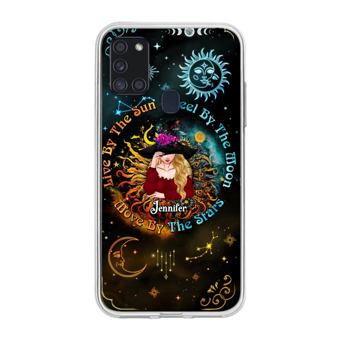 Custom Personalized Witch Phone Case - Gift Idea For Halloween/Witch Lovers - Live By The Sun Feel By The Moon Move By The Stars - Case For iPhone &  Samsung