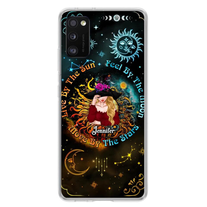 Custom Personalized Witch Phone Case - Gift Idea For Halloween/Witch Lovers - Live By The Sun Feel By The Moon Move By The Stars - Case For iPhone &  Samsung