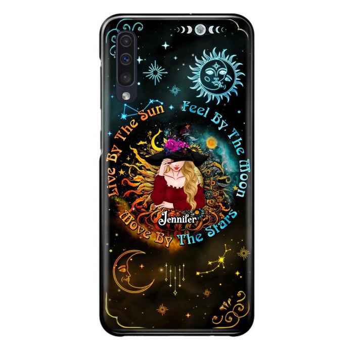 Custom Personalized Witch Phone Case - Gift Idea For Halloween/Witch Lovers - Live By The Sun Feel By The Moon Move By The Stars - Case For iPhone &  Samsung