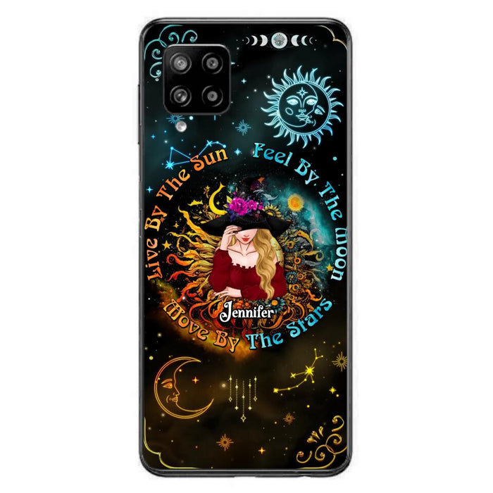 Custom Personalized Witch Phone Case - Gift Idea For Halloween/Witch Lovers - Live By The Sun Feel By The Moon Move By The Stars - Case For iPhone &  Samsung