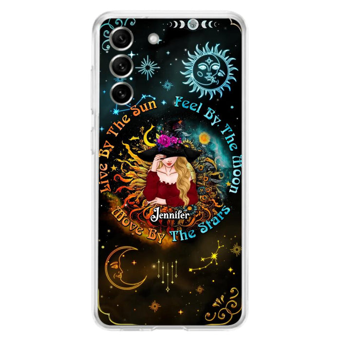 Custom Personalized Witch Phone Case - Gift Idea For Halloween/Witch Lovers - Live By The Sun Feel By The Moon Move By The Stars - Case For iPhone &  Samsung