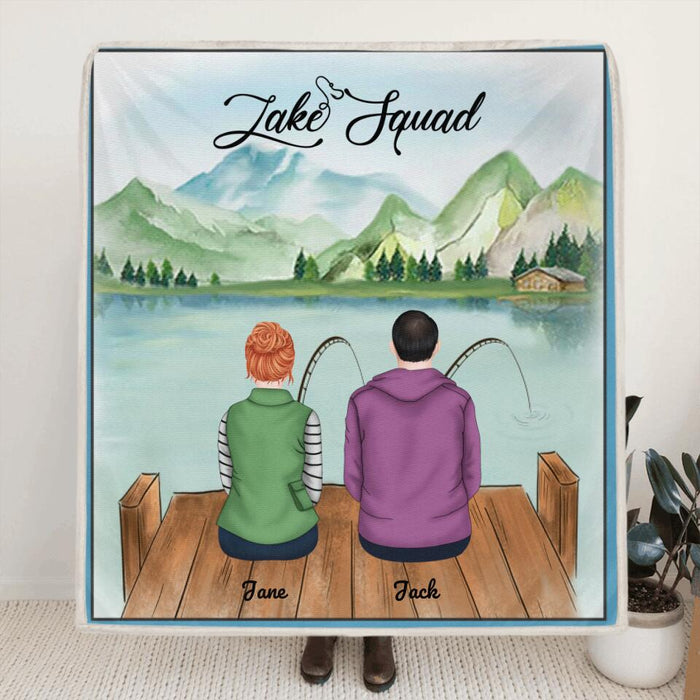 Personalized Fishing Fleece Blanket - Couple - Best Gift for Couple - Lake Squad - C7TBRQ