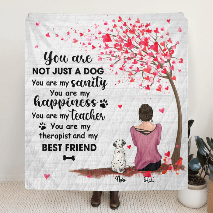 Custom Personalized Mother's Day/Father's Day Gift For Dog Mom/Dad- Mom/Dad With Upto 3 Pets Quilt Blanket - You are my therapist and my best friend