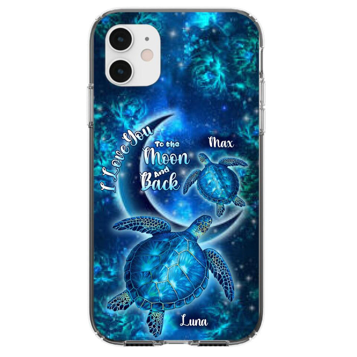 Custom Personalized Turtle Phone Case For Iphone and Samsung - Up to 6 Turtles - I Love You To The Moon And Back - IUNAG8
