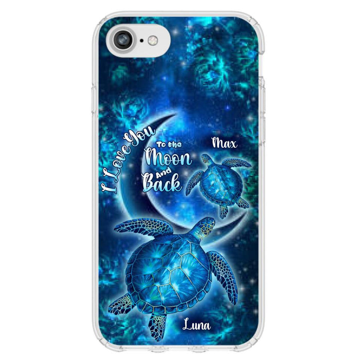 Custom Personalized Turtle Phone Case For Iphone and Samsung - Up to 6 Turtles - I Love You To The Moon And Back - IUNAG8