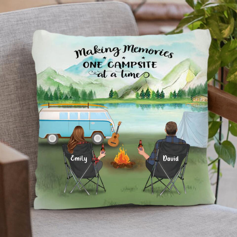 Personalized Camping Blanket/Pillow Cover - Gift for Whole Family, Camping Lovers - Couple/Parents With Up To 6 Kids & 6 Pets - Life Is Better Around The Campfire