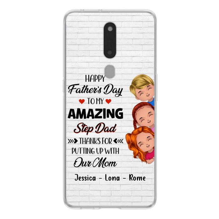 Custom Personalized Dad Phone Case - Gift Idea For Father's Day - Upto 3 Kids - To My Amazing Step Dad Thanks For Putting Up With Our Mom - Case For Oppo, Xiaomi & Huawei