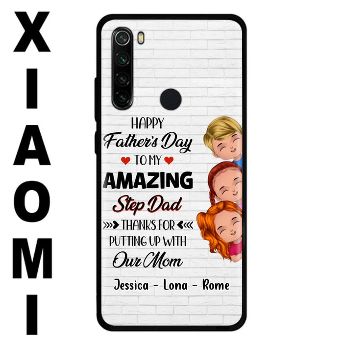 Custom Personalized Dad Phone Case - Gift Idea For Father's Day - Upto 3 Kids - To My Amazing Step Dad Thanks For Putting Up With Our Mom - Case For Oppo, Xiaomi & Huawei