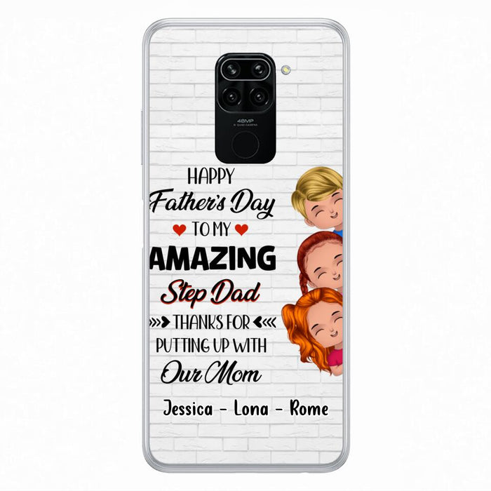 Custom Personalized Dad Phone Case - Gift Idea For Father's Day - Upto 3 Kids - To My Amazing Step Dad Thanks For Putting Up With Our Mom - Case For Oppo, Xiaomi & Huawei