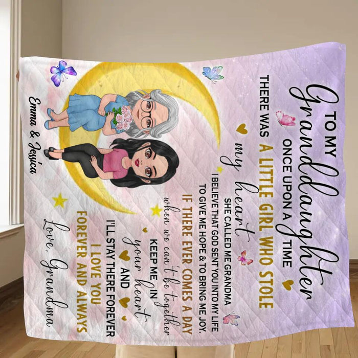 Custom Personalized To My Granddaughter Quilt/Single Layer Fleece Blanket - Best Gift Idea For Granddaughter - There Was A Girl Who Stole My Heart