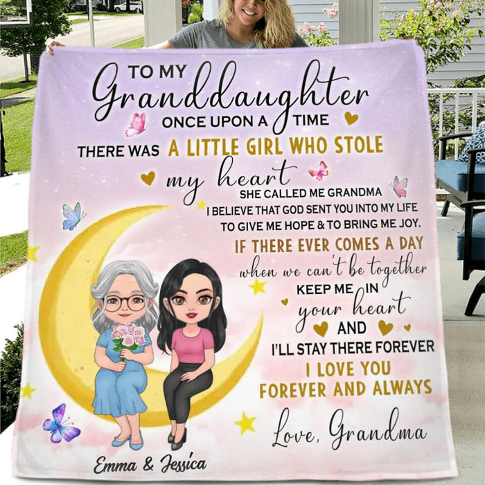 Custom Personalized To My Granddaughter Quilt/Single Layer Fleece Blanket - Best Gift Idea For Granddaughter - There Was A Girl Who Stole My Heart