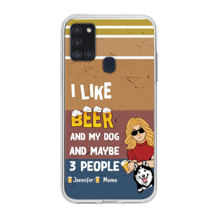 Custom Personalized Dog Phone Case - Upto 4 Dogs - Mother's Day/Father's Day Gift Idea For Dog Lovers - I Like Beer And My Dog And Maybe 3 People - Case for iPhone/Samsung