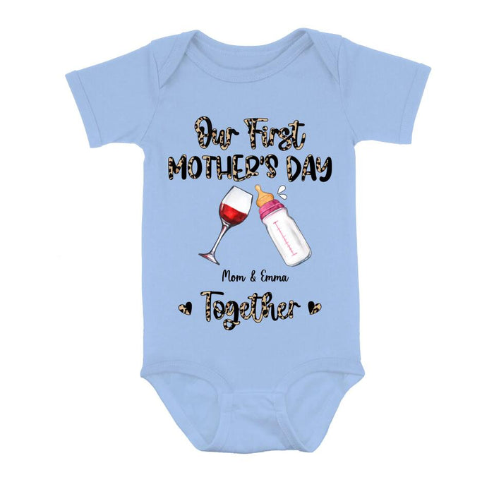 Custom Personalized Baby Onesie/T-Shirt - Mother's Day Gift Idea For Baby/Mom - Our First Mother's Day Together