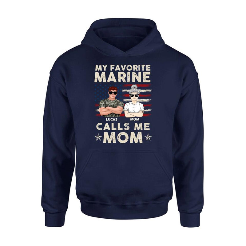 Personalized Veteran Mom T-Shirt/Long Sleeve/Sweatshirt/Hoodie - Mother's Day Gift Idea For Veteran's Mom - My Favorite Marine Calls Me Mom