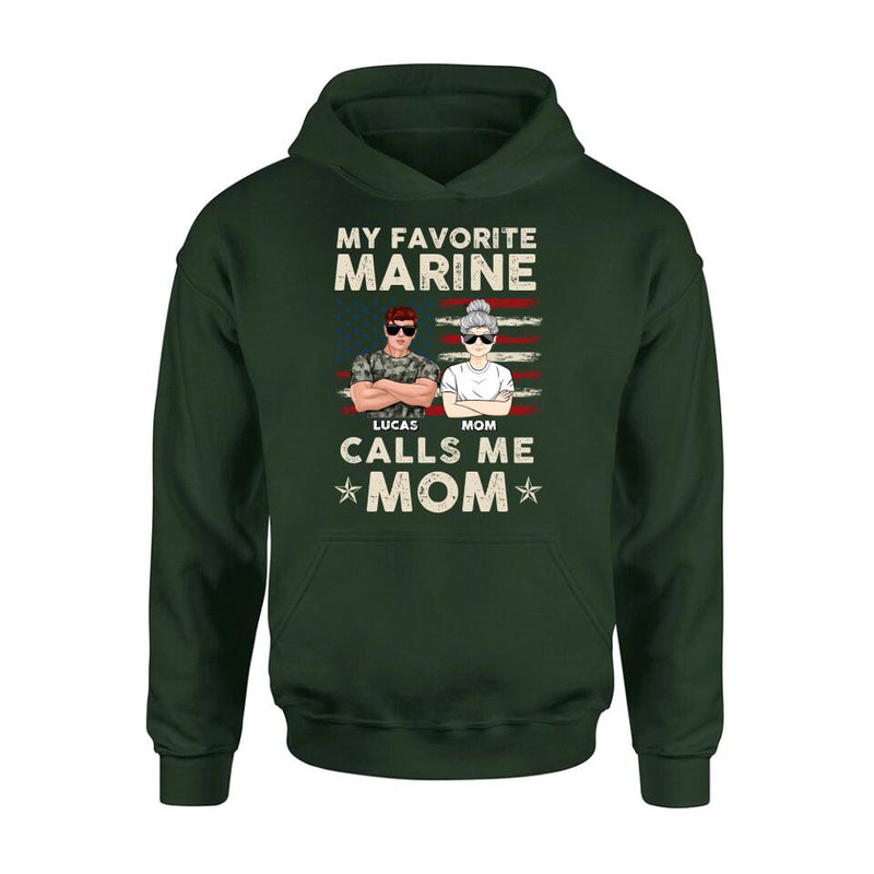 Personalized Veteran Mom T-Shirt/Long Sleeve/Sweatshirt/Hoodie - Mother's Day Gift Idea For Veteran's Mom - My Favorite Marine Calls Me Mom