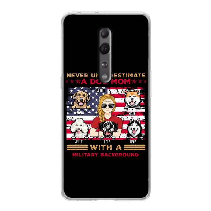 Custom Personalized Dog Mom Phone Case - Upto 5 Dogs - Gift Idea For Mother's Day/ Dog Lover - Never Underestimate A Dog Mom With A Military Background - Case For Xiaomi/Oppo/Huawei