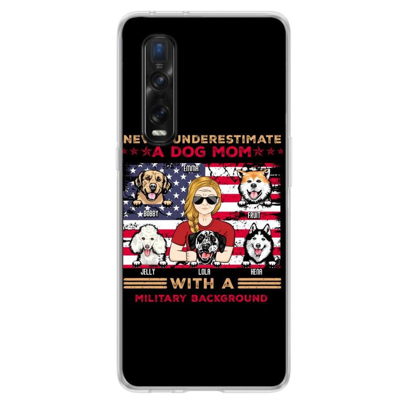 Personalized Dog Mom Phone Case - Up to 5 Dogs - Mother's Day Gift Idea For Dog Lover - Never Underestimate A Dog Mom With A Military Background - Case For Xiaomi/Oppo/Huawei