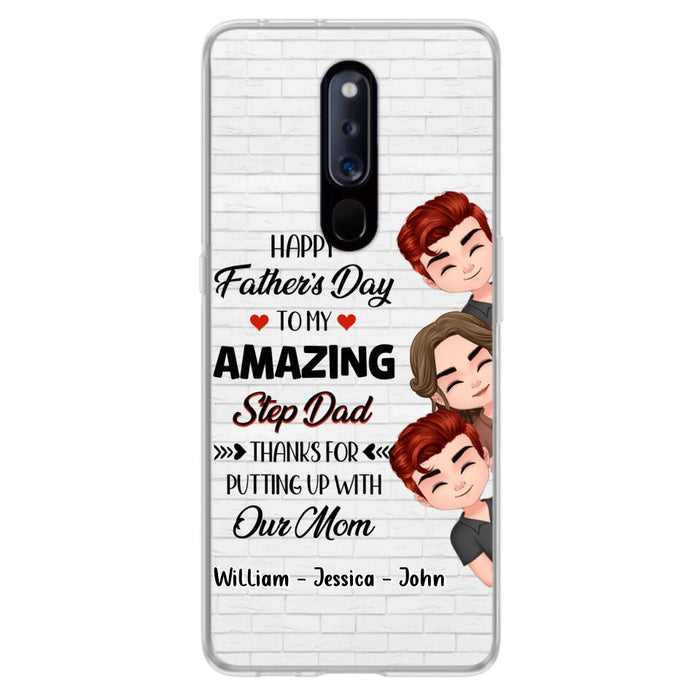 Custom Personalized Thanks Dad Phone Case - Gift Idea For Father's Day - Upto 3 Children - To My Amazing Step Dad Thanks For Putting Up With Our Mom - Case For Oppo, Xiaomi & Huawei