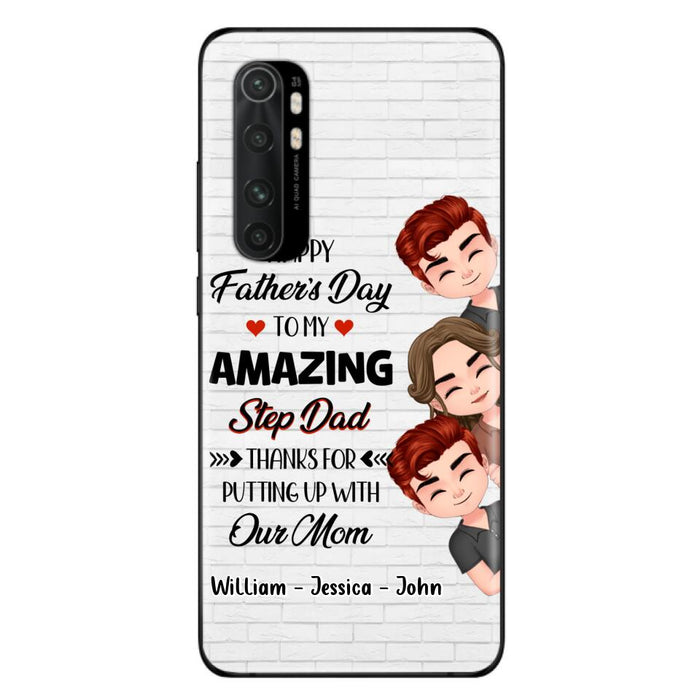 Custom Personalized Thanks Dad Phone Case - Gift Idea For Father's Day - Upto 3 Children - To My Amazing Step Dad Thanks For Putting Up With Our Mom - Case For Oppo, Xiaomi & Huawei