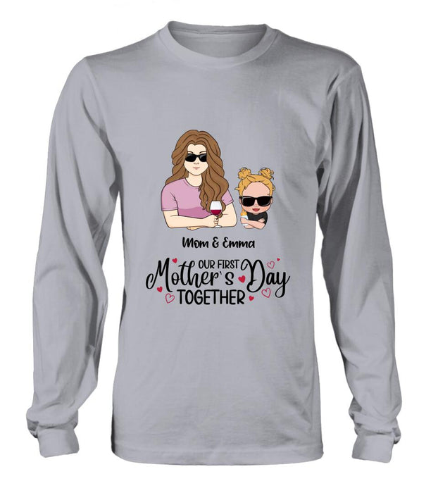 Custom Personalized First Mother's Day Together T-Shirt/ Long Sleeve/ Sweatshirt/ Baby Onesie - Gift Idea For Mother's Day/ Mom/Baby - Our First Mother's Day Together