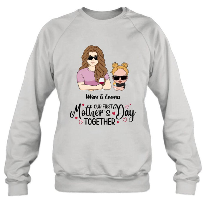 Custom Personalized First Mother's Day Together T-Shirt/ Long Sleeve/ Sweatshirt/ Baby Onesie - Gift Idea For Mother's Day/ Mom/Baby - Our First Mother's Day Together