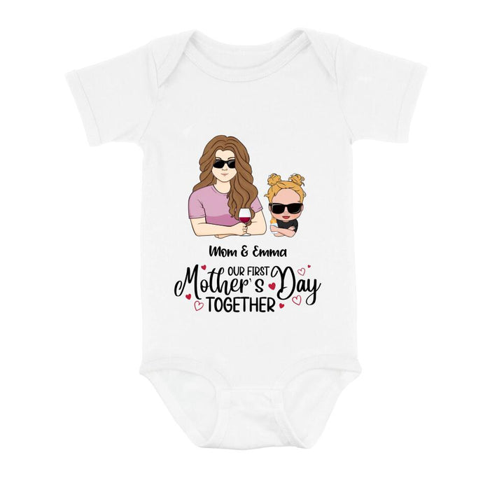 Custom Personalized First Mother's Day Together T-Shirt/ Long Sleeve/ Sweatshirt/ Baby Onesie - Gift Idea For Mother's Day/ Mom/Baby - Our First Mother's Day Together