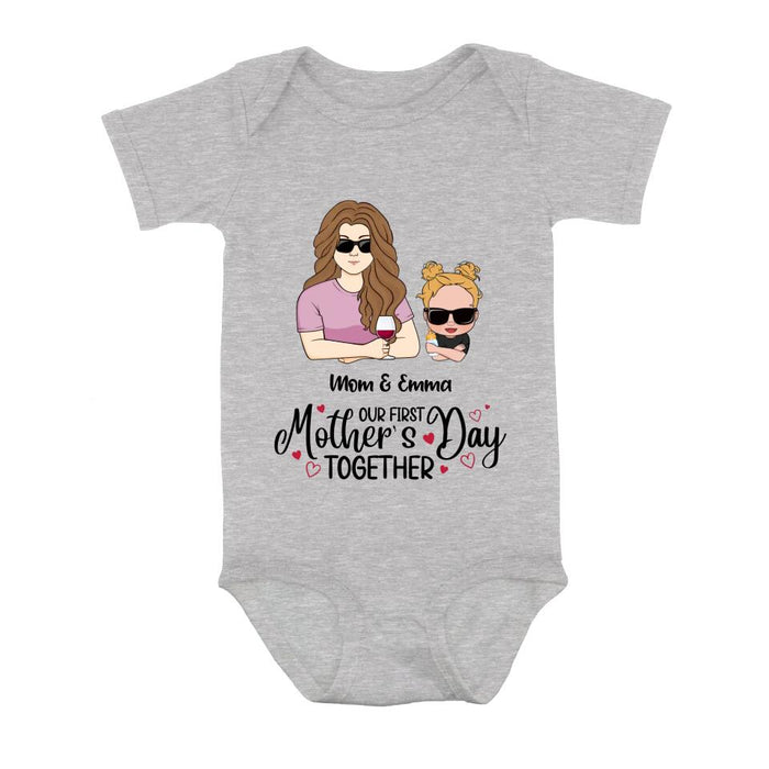 Custom Personalized First Mother's Day Together T-Shirt/ Long Sleeve/ Sweatshirt/ Baby Onesie - Gift Idea For Mother's Day/ Mom/Baby - Our First Mother's Day Together