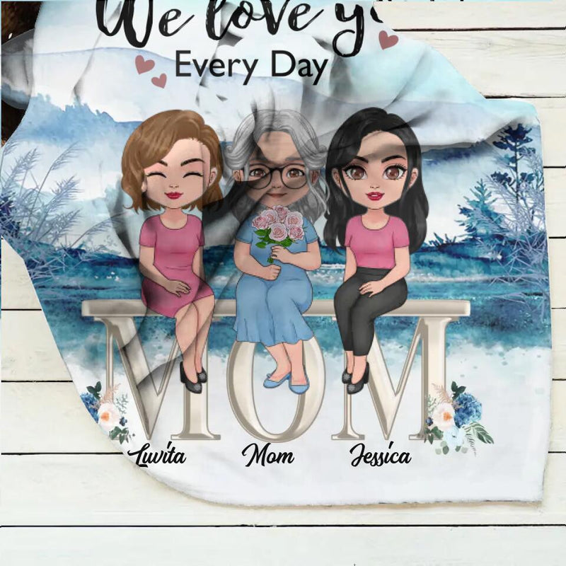 Personalized Mom & Children Quilt/Fleece Throw Blanket - Gift Idea For Mother's Day - Up to 4 Children - Forget Mother's Day We Love You Every Day
