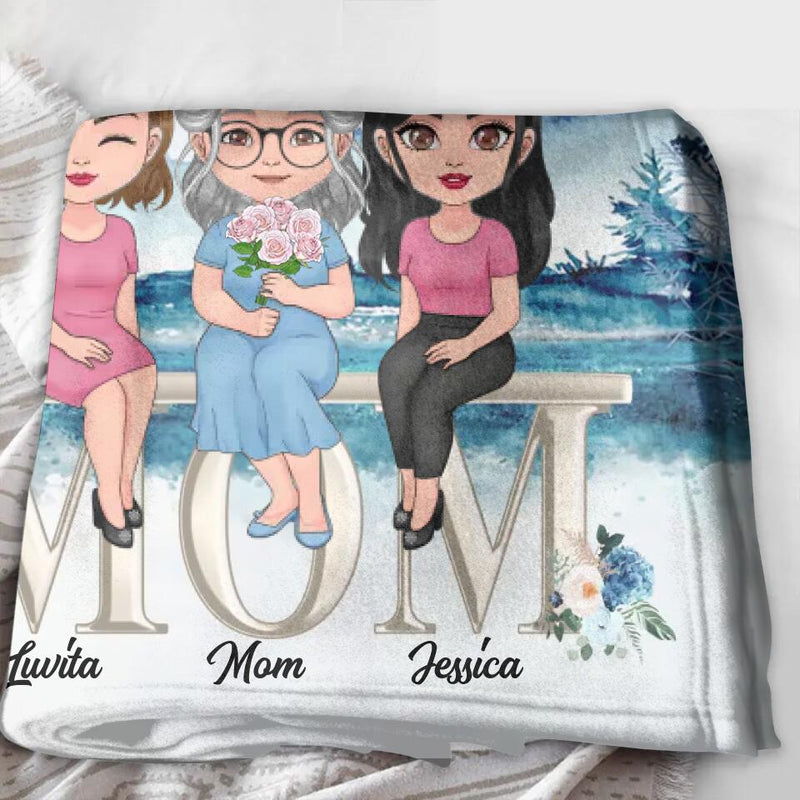 Personalized Mom & Children Quilt/Fleece Throw Blanket - Gift Idea For Mother's Day - Up to 4 Children - Forget Mother's Day We Love You Every Day