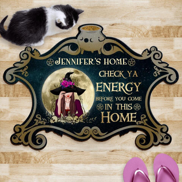 Custom Personalized Witch Doormat - Gift Idea For Halloween/Wiccan Decor/Pagan Decor - Check Ya Energy Before You Come In This Home