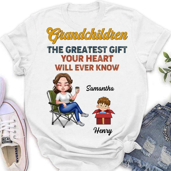 Custom Personalized Grandma Shirt/Long sleeve/Sweatshirt/Hoodie - Gift Idea For Grandma/Mother's Day - Upto 7 Kids - Grandchildren The Greatest Gift Your Heart Will Ever Know