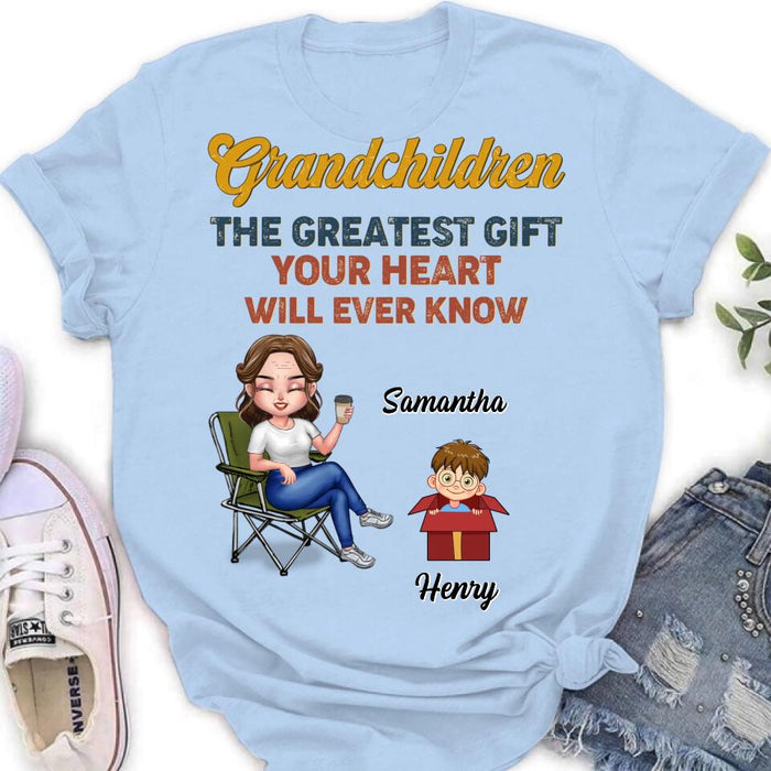 Custom Personalized Grandma Shirt/Long sleeve/Sweatshirt/Hoodie - Gift Idea For Grandma/Mother's Day - Upto 7 Kids - Grandchildren The Greatest Gift Your Heart Will Ever Know