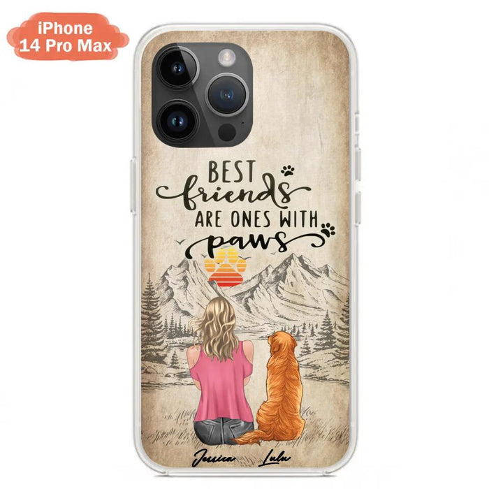 Custom Personalized Dog Mom Phone Case - Upto 5 Dogs - Gift Idea For Mother's Day/Dog Lovers - Best Friends Are Ones With Paws - Case For iPhone And Samsung