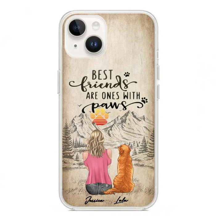 Custom Personalized Dog Mom Phone Case - Upto 5 Dogs - Gift Idea For Mother's Day/Dog Lovers - Best Friends Are Ones With Paws - Case For iPhone And Samsung