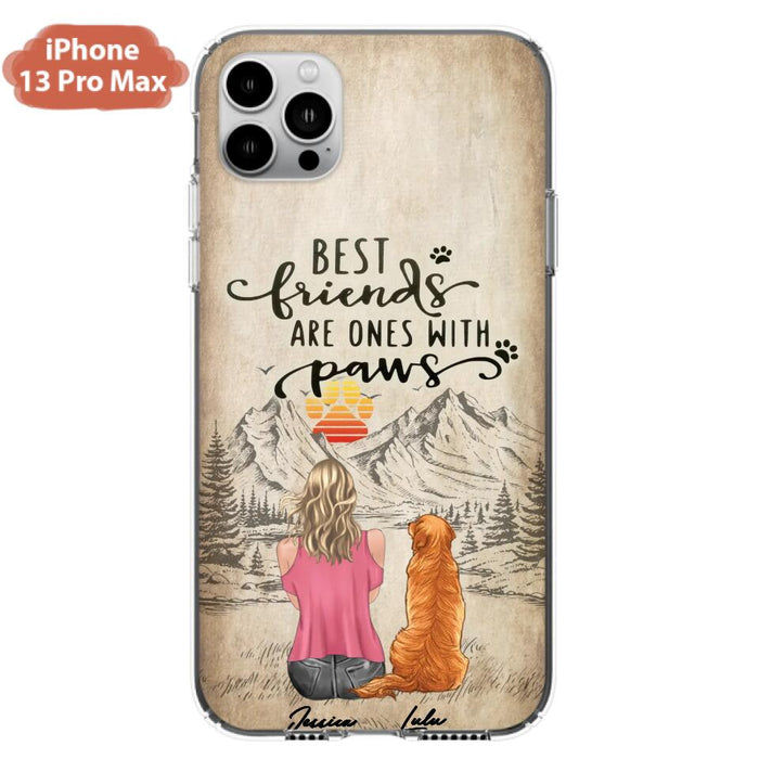 Custom Personalized Dog Mom Phone Case - Upto 5 Dogs - Gift Idea For Mother's Day/Dog Lovers - Best Friends Are Ones With Paws - Case For iPhone And Samsung