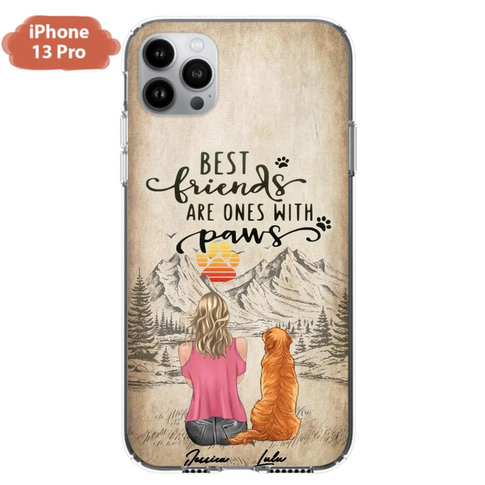 Custom Personalized Dog Mom Phone Case - Upto 5 Dogs - Gift Idea For Mother's Day/Dog Lovers - Best Friends Are Ones With Paws - Case For iPhone And Samsung